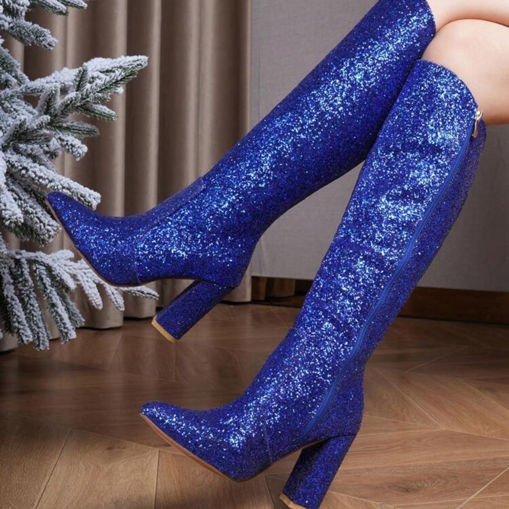 Size 7 shimmer blue boots